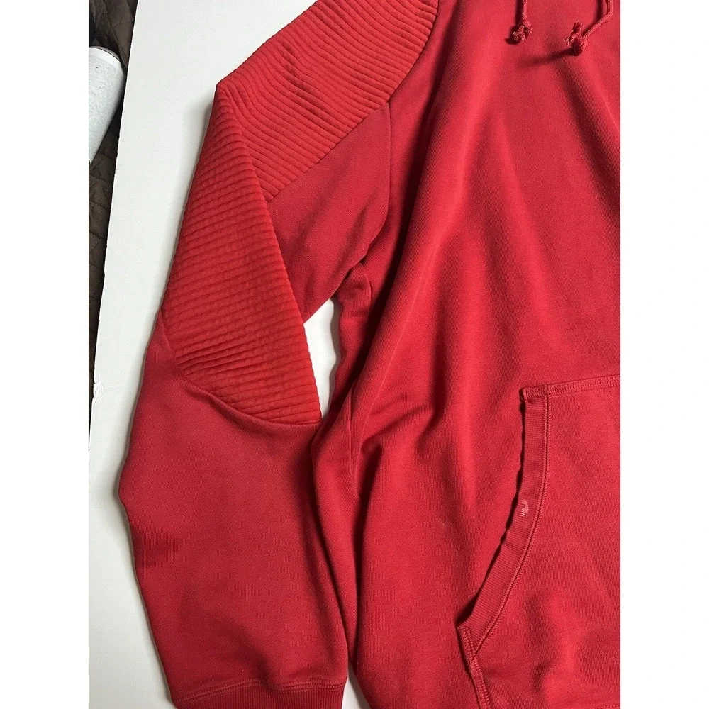 Adidas Originals Rubber Logo Trefoil Cross Neck Hoodie Red Mens Sz‎ L